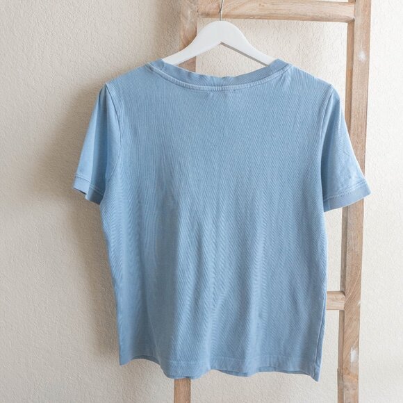 Zara Tee Womens Sz L Light Blue Short Sleeve T-Shirt Crewneck Minimalist - Picture 4 of 5